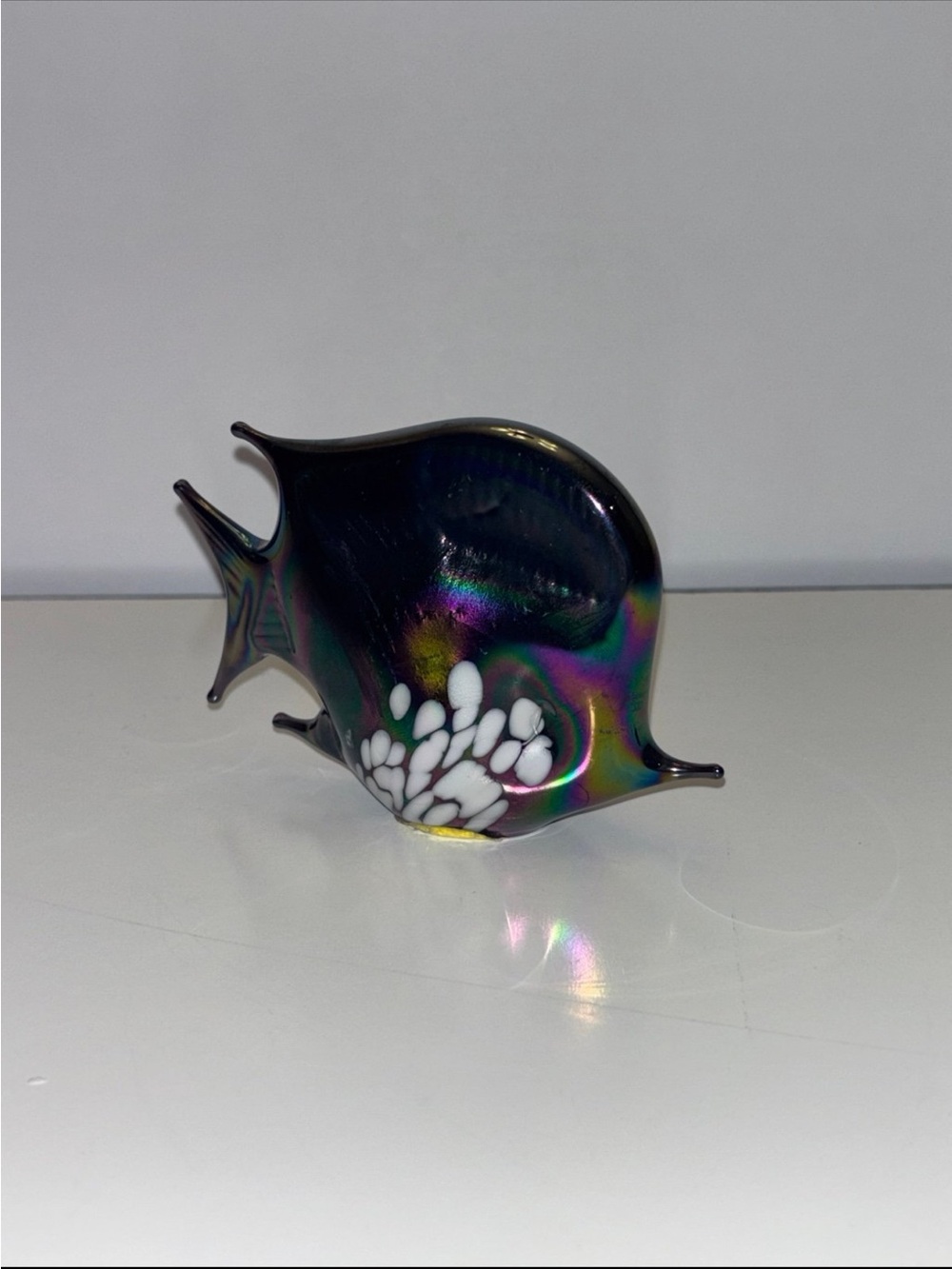 Pele’s glass Iridescent Ceramic Angel Fish Paperweight Figure Carnival Hawaii